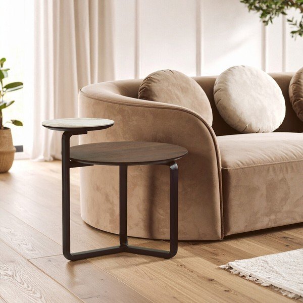Barna eukaliptusz kerek dohányzóasztal 55x67 cm Imperia – Premier Housewares-image-2