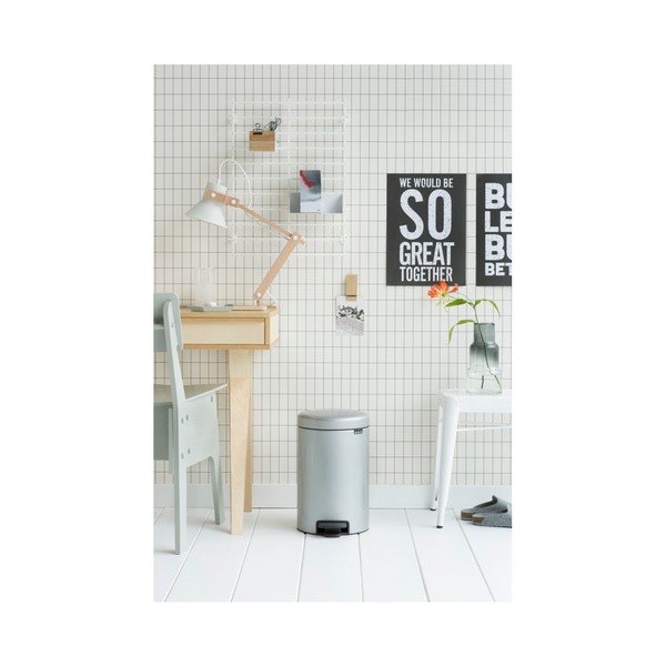 Newicon szürke pedálos szemeteskosár metál bevonattal, 12 l - Brabantia-image-1
