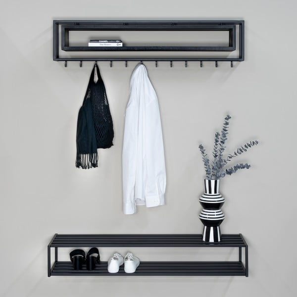 Fekete fém függő cipőtartó 118x20,5x30,5 cm School – Spinder Design-image-4