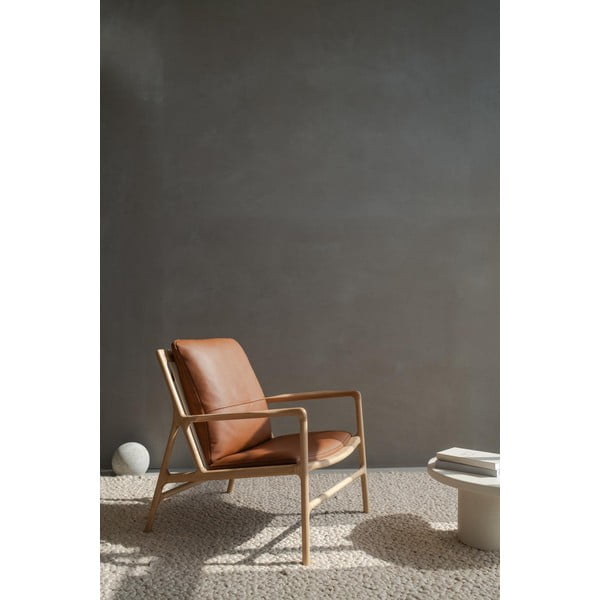 Barna-natúr színű bőr fotel Dedo – Gazzda-image-1