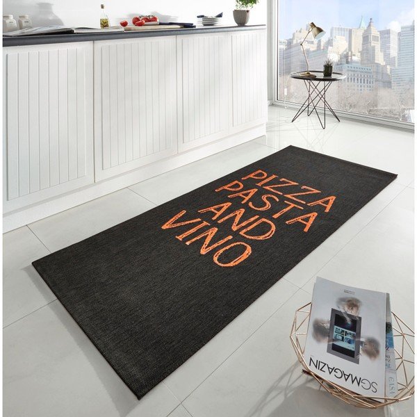Pizza Pasta and Vino fekete konyhai futószőnyeg, 80 x 200 cm - Hanse Home-image-1