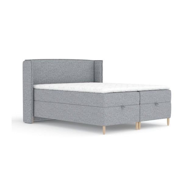 Szürke ágyneműtartós boxspring ágy 160x200 cm Monpelli – Maison de Rêve