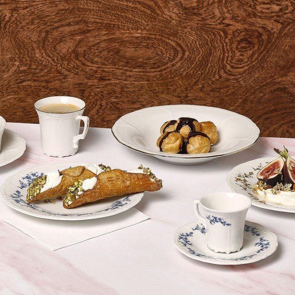 Fehér-kék porcelán csésze cappucinóhoz 200 ml Retro – BonBistro-image-1