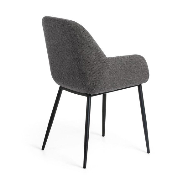 Antracitszürke kárpitozott étkezőfotel Konna – Kave Home-image-3