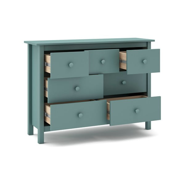 Petróleumkék borovi fenyő alacsony gyerek komód 110x80 cm Max – Marckeric-image-3