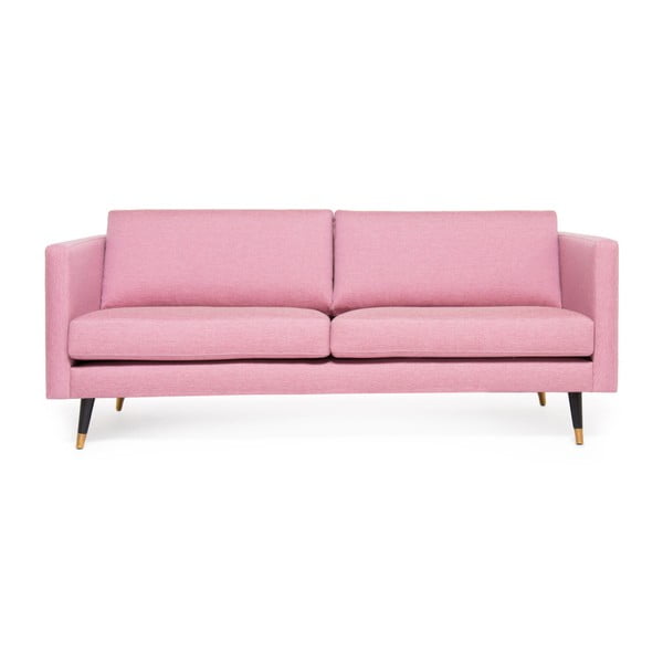 Meyer rózsaszín 3 személyes kanapé, sárgaréz lábakkal - Vivonita