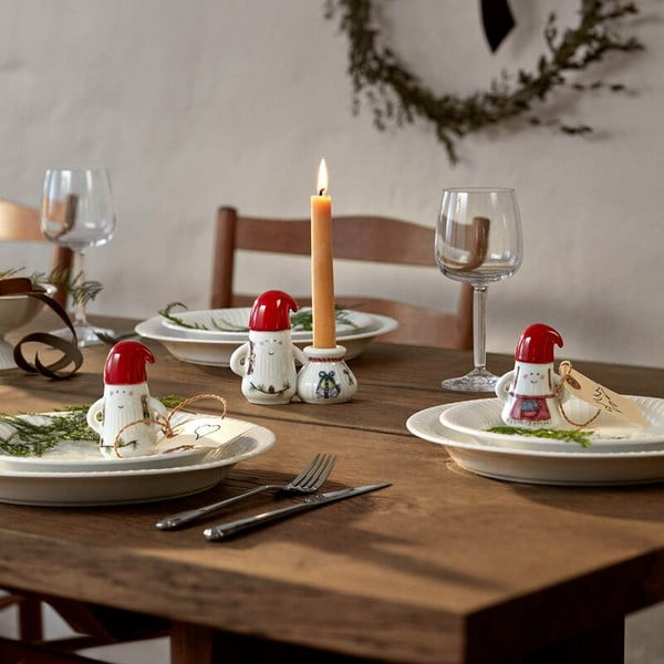 Kerámia gyertyatartó karácsonyi mintával Hammershøi Christmas Father Elf – Kähler Design-image-1
