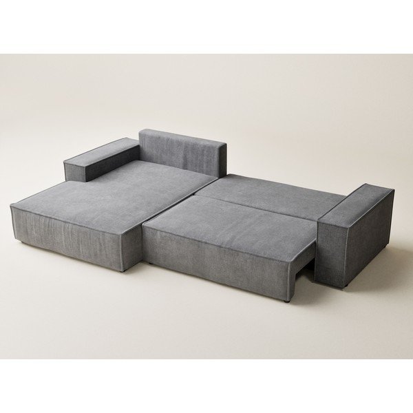 Szürke zsenília kinyitható-tárolóhelyes sarokkanapé (bal oldali-heverő résszel) Maze – Maison de Rêve-image-4