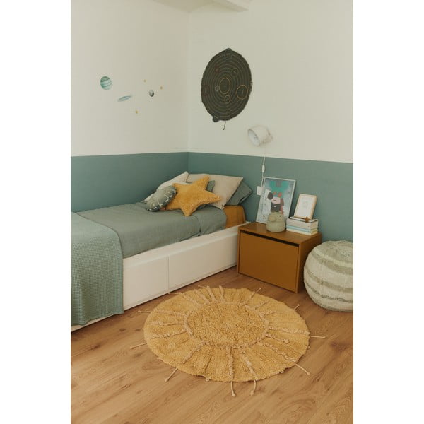 Mustársárga mosható kézi szövésű pamut kerek szőnyeg ø 100 cm Solar Multishape – Lorena Canals-image-3