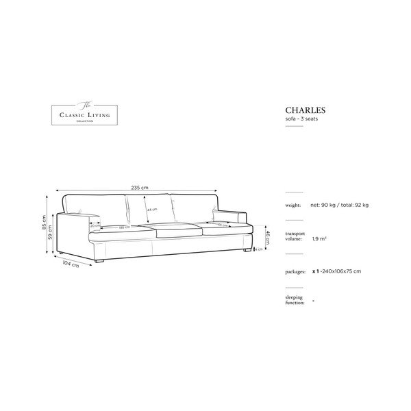 Daphne kék kanapé, 235 cm - Windsor & Co Sofas-image-2