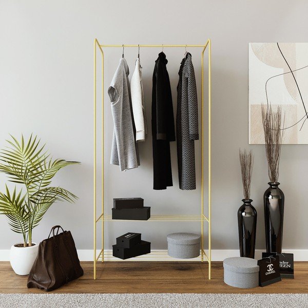 Aranyszínű fém ruhatartó állvány Frankenthal – Kalune Design-image-2