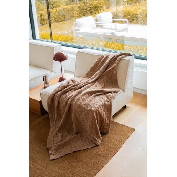 Barna mikroplüss takaró 130x170 cm Aspen – Tiseco Home Studio-image-1