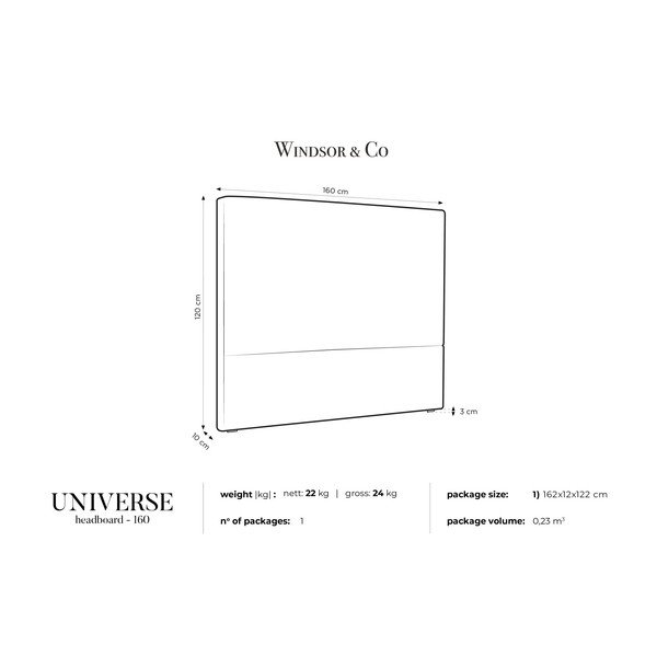 UNIVERSE krémfehér ágytámla, 160 x 120 cm - Windsor & Co Sofas-image-3