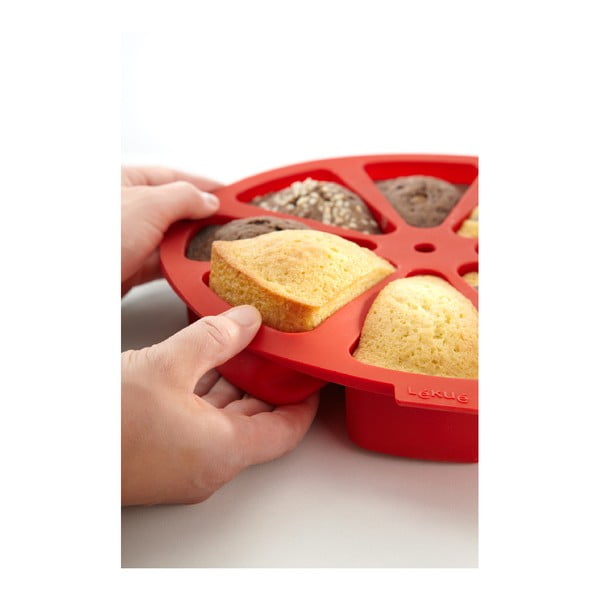 Piros többrekeszes szilikon torta sütőforma, ⌀ 26,5 cm - Lékué-image-3
