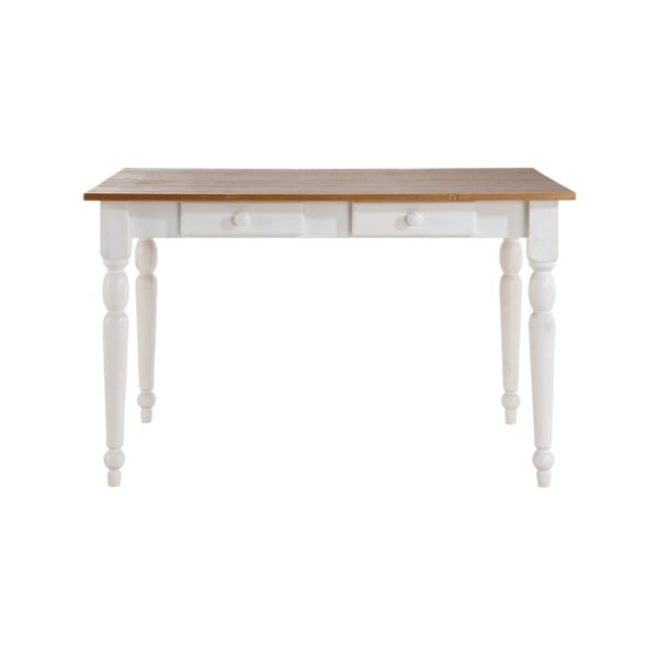 Normann fehér tömör fenyőfa étkezőasztal natúr asztallappal, 105 x 80 cm - Støraa