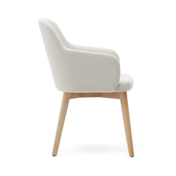 Krémszínű kárpitozott karfás étkezőfotel Nelida – Kave Home-image-3