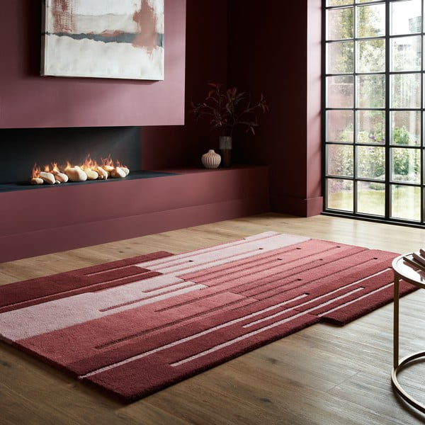 Borvörös kézi szövésű gyapjú szőnyeg 200x290 cm Split Ombre Shaped – Flair Rugs-image-1