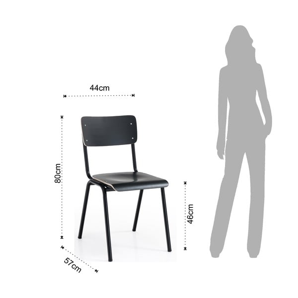 Fekete étkezőszék szett 2 db-os Old School - Tomasucci-image-4