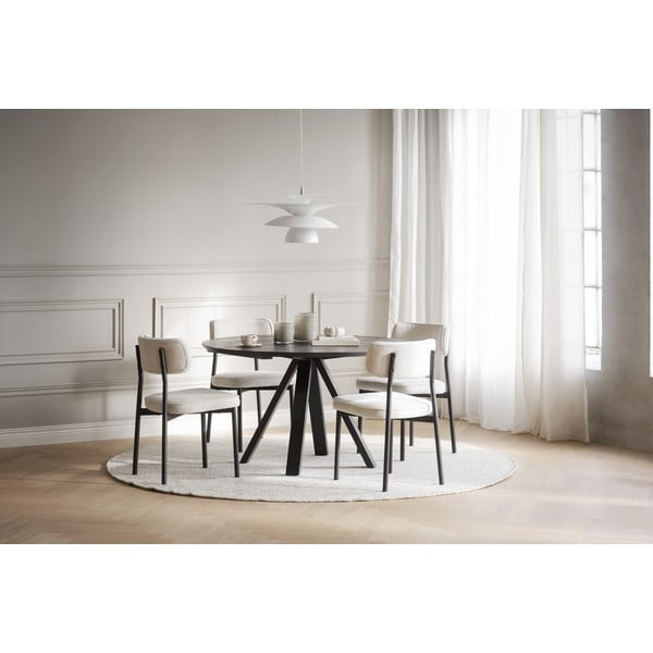 Fekete kerek étkezőasztal tölgyfa asztallappal ø 130 cm Carradale – Rowico-image-4