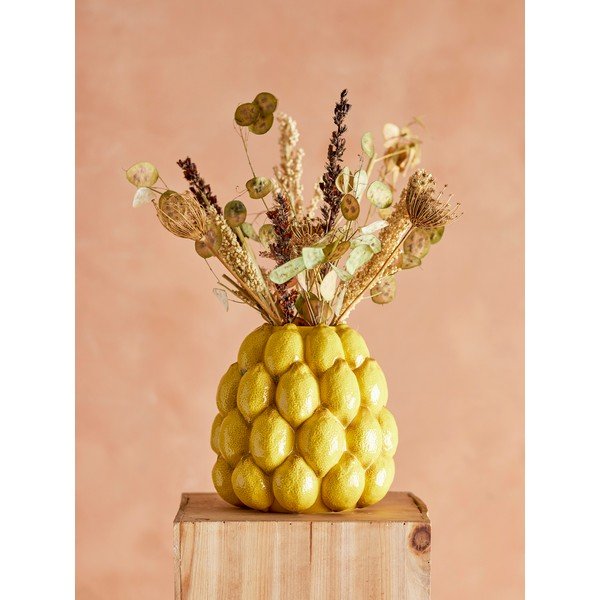 Sárga kőedény kézzel festett váza (magasság 22 cm) Limone – Bloomingville-image-1