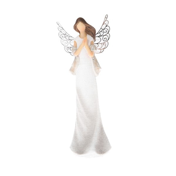Angyal szobrocska fém szárnyakkal, magasság 19 cm - Dakls