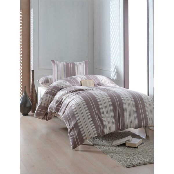 Barna-bézs egyszemélyes ágyneműhuzat 140x200 cm Lima – Mijolnir