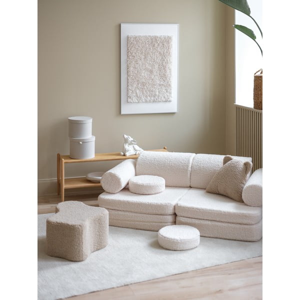 Krémszínű buklé gyerek kanapé 132 cm Settee – Wigiwama-image-4