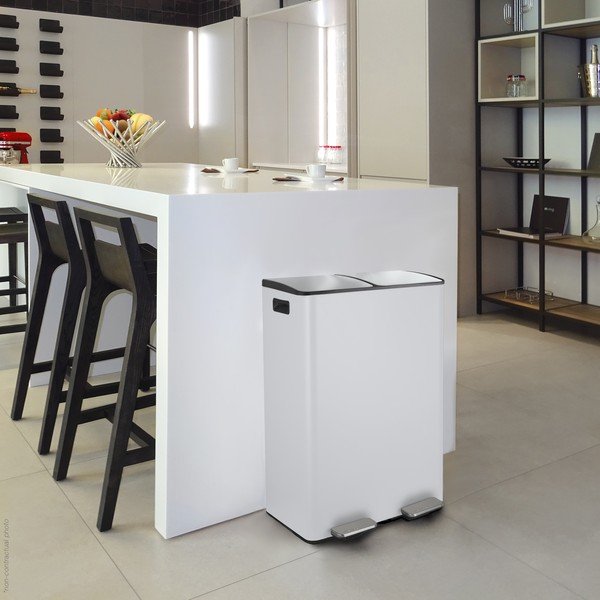 Matt fehér acél szelektív pedálos szemetes 2x30 l   Aliya – Spirella-image-3