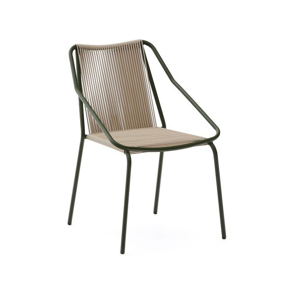 Sötétzöld-bézs fém kerti szék Zivia – Kave Home