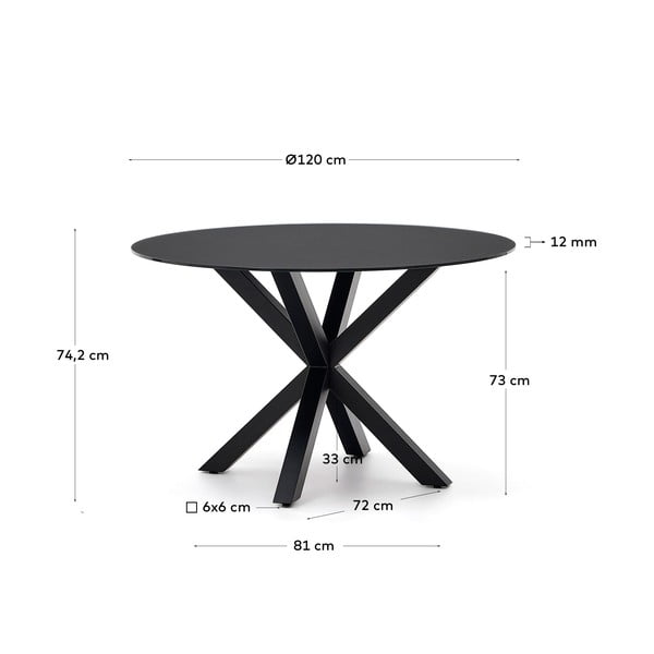 Fekete kerek étkezőasztal üveg asztallappal ø 120 cm Argo – Kave Home-image-4