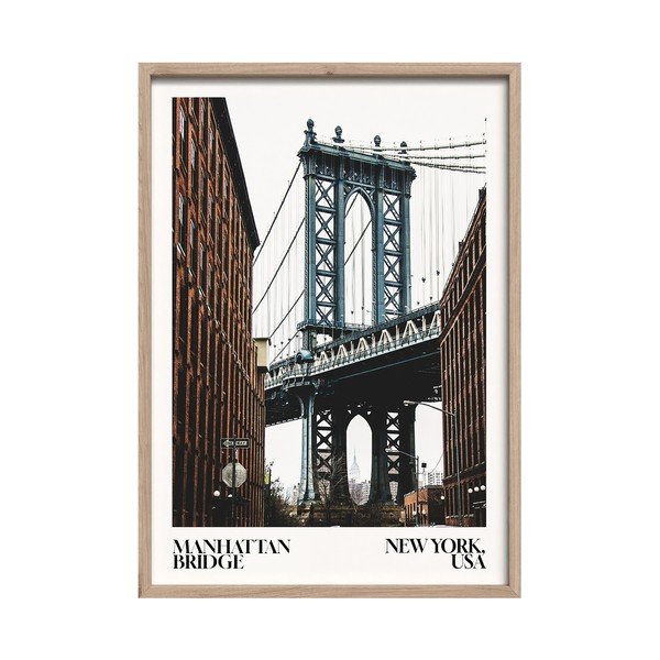 Nyomtatott keretezett kép 50x70 cm NY Bridge – Styler