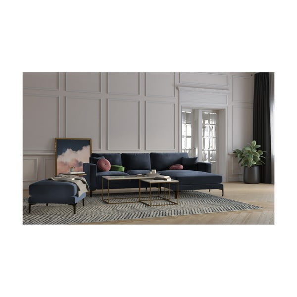 Harmony sötétkék bársony lábtartó - Kooko Home-image-3