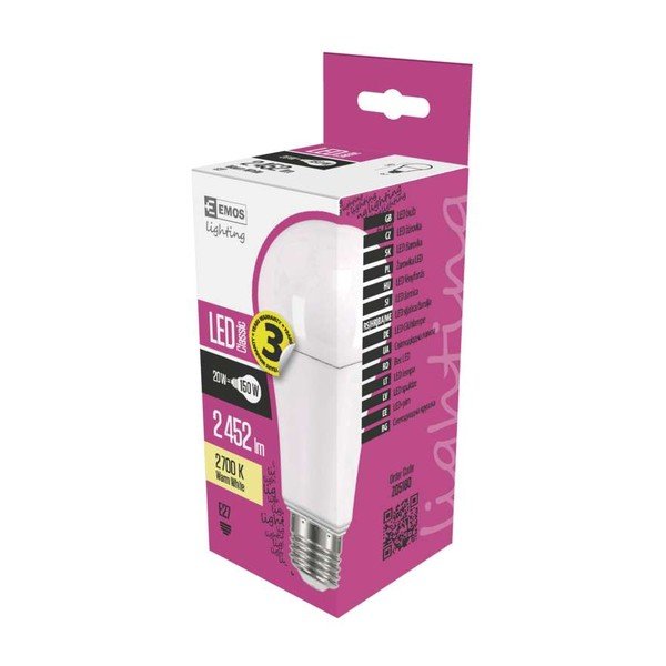 Classic Warm White LED izzó, A67, WW, 20W E27 - EMOS-image-1