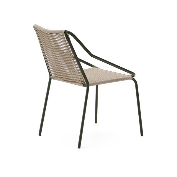 Sötétzöld-bézs fém kerti szék Zivia – Kave Home-image-4