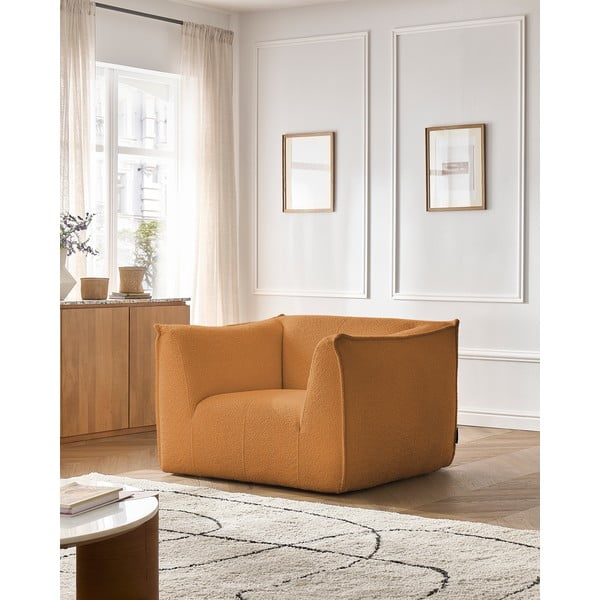 Mustársárga buklé fotel Giorgia – Bobochic Paris-image-1