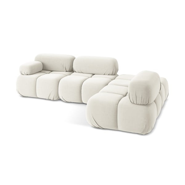 Fehér bársony moduláris sarokkanapé (jobb oldali) Lokua – Makamii-image-4