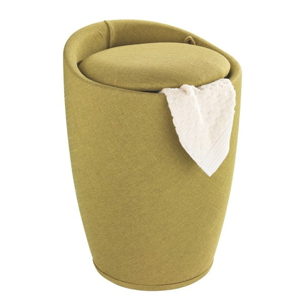 Linen Look zöld szennyestartó kosár és ülőke, 20 l - Wenko-image-2