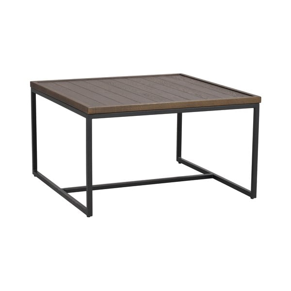 Sötétbarna dohányzóasztal tölgyfa asztallappal ø 70 cm Deerfield – Rowico-image-2