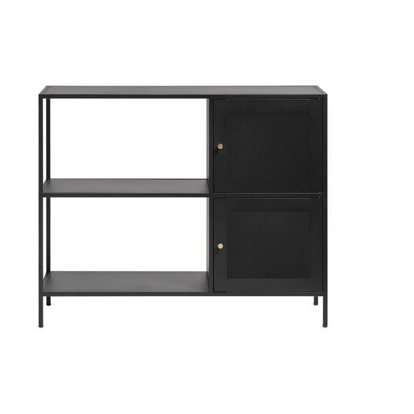 Fekete fém könyvespolc 100x81 cm Malibu – Unique Furniture