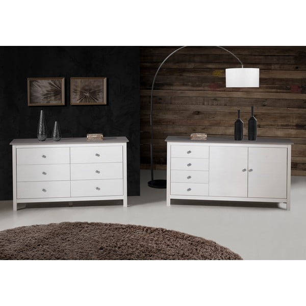 Fehér borovi fenyő alacsony komód 130x80 cm Berna – Marckeric-image-4