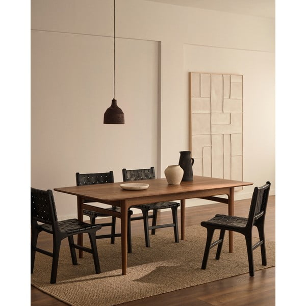 Fekete függőlámpa fa búrával ø 15 cm Amire – Kave Home-image-1