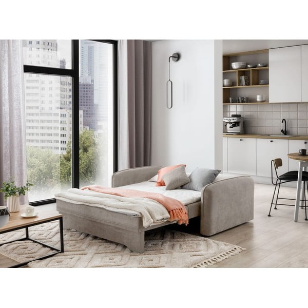 Bézs zsenília kinyitható-tárolóhelyes kanapé 155 cm Laine – ELTAP-image-4