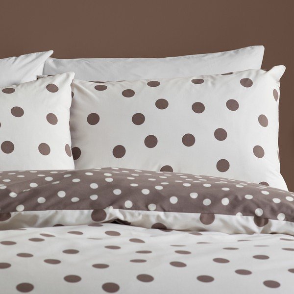 Fehér-sötétbarna kétszemélyes ágyneműhuzat 200x200 cm Polka Dot – Catherine Lansfield-image-2
