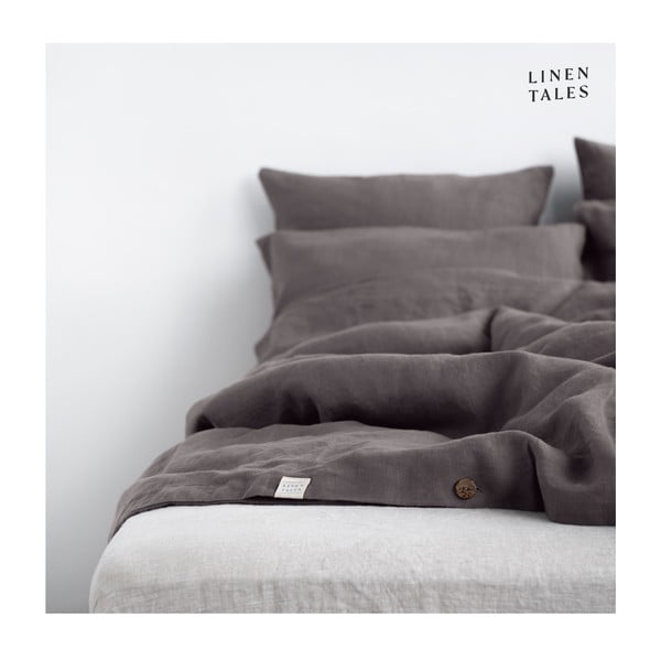 Sötétszürke kétszemélyes len ágyneműhuzat 200x200 cm – Linen Tales-image-3