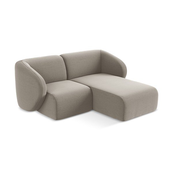 Világosbarna bársony sarokkanapé (jobb oldali-heverő résszel) Lani – Makamii-image-2