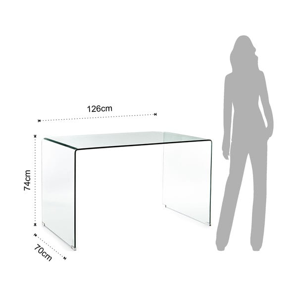 Üveg íróasztal 70x126 cm Bend – Tomasucci-image-4