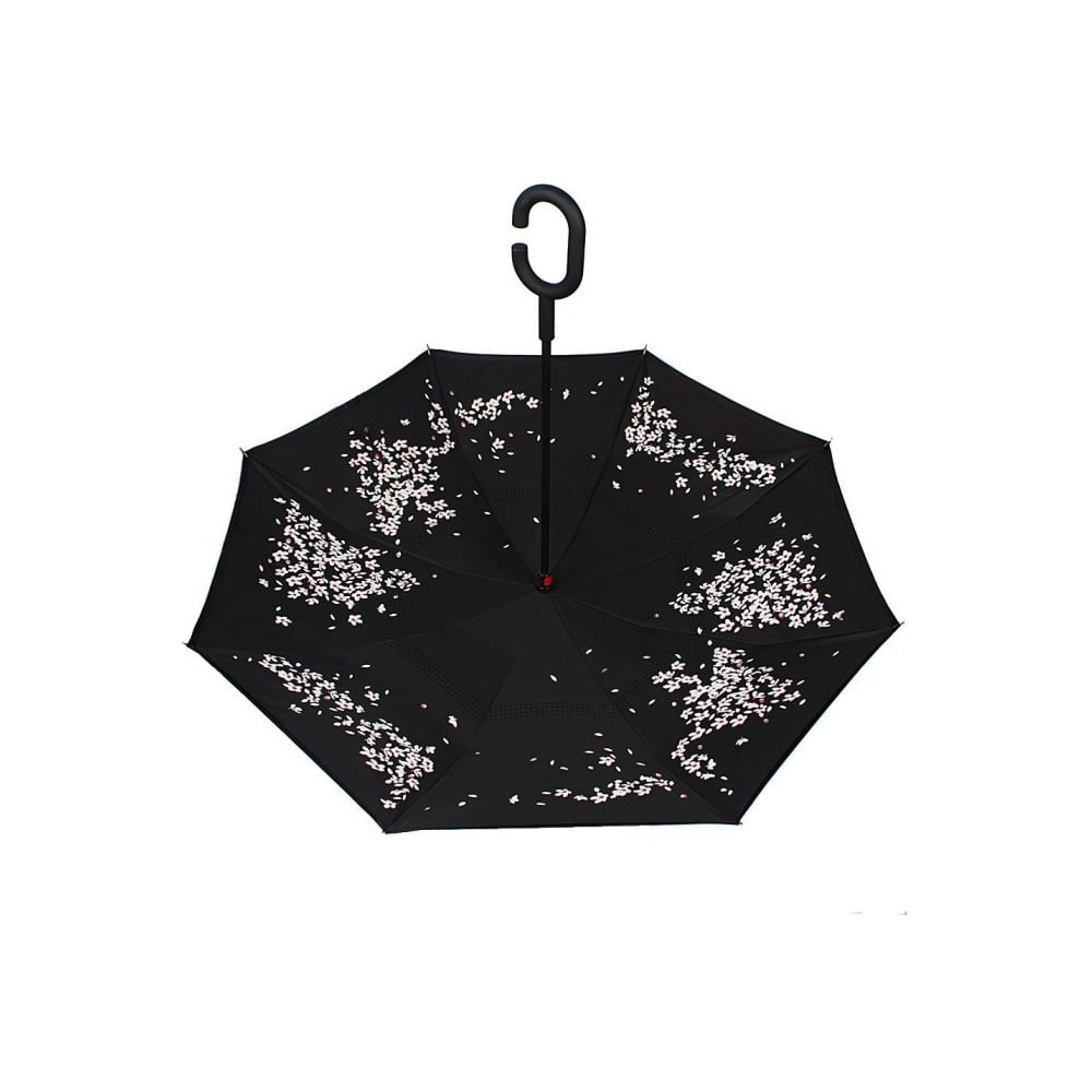 Cherry Blossom fekete esernyő rózsaszín-fehér részletekkel, ⌀ 105 cm