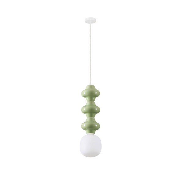 Fehér-világoszöld kerámia függőlámpa üveg búrával ø 18 cm Clio – Nova Luce