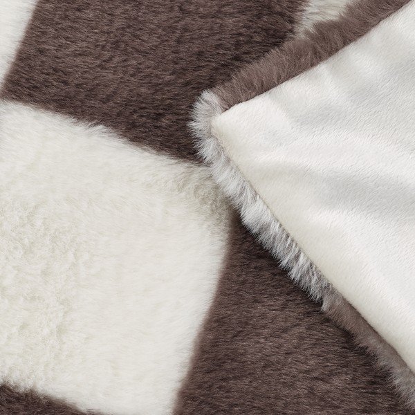 Fehér-sötétbarna takaró 130x170 cm Cosy Soft Checkerboard – Catherine Lansfield-image-3