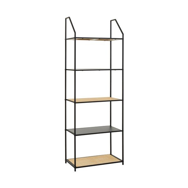 Fekete-natúr színű fém polcos állvány 61x179x34 cm Depok – Premier Housewares